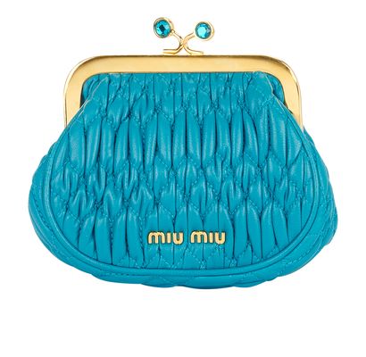 Miu Miu Pouch Coin Pouch, £220, Handbags, Blue, Leather, Front view
